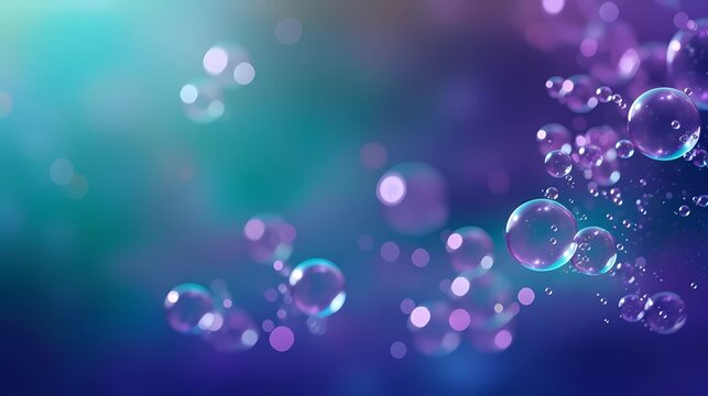 bubbles on Violet background. Abstract space green background. generative ai