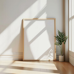 Empty frame mockup in modern interior background, 3d render illustration