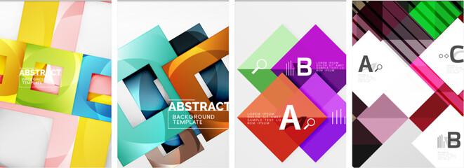 Set of square geometric poster backgrounds. Vector illustration For Wallpaper, Banner, Background, Card, Book Illustration, landing page