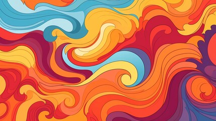 70s hippie background. Waves, eddies, swirling patterns. generative ai