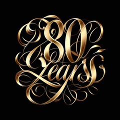 80 Years Golden Style Text Generative AI