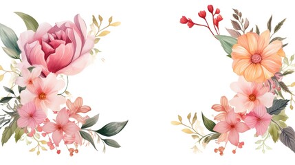 Beautiful flower frame isolated on white background ,generative ai