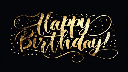 Happy Birthday Golden Metallic Fancy Script Generative AI