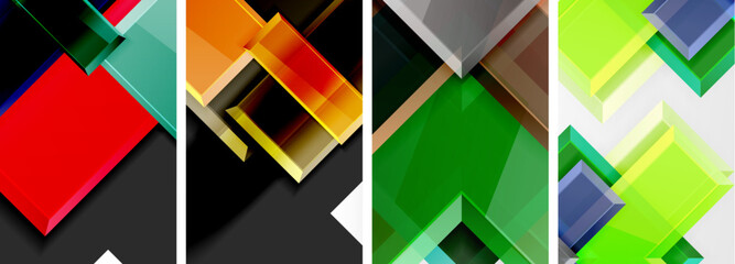 Color glass glossy square composition poster set for wallpaper, business card, cover, poster, banner, brochure, header, website