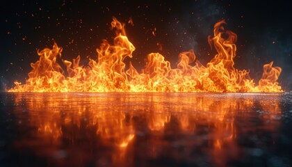 impact of fire on a dark black background, Fire has a profound effect on a dark black background