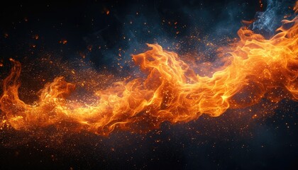 impact of fire on a dark black background, Fire has a profound effect on a dark black background