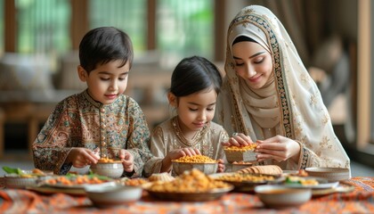 image of a family breaking their fast together