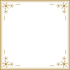 ゴールド色の雪の結晶正方形フレーム/イラスト/素材
