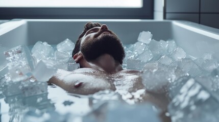 Concept of Ice Baths, Cold Water Therapy. Cold Plunges