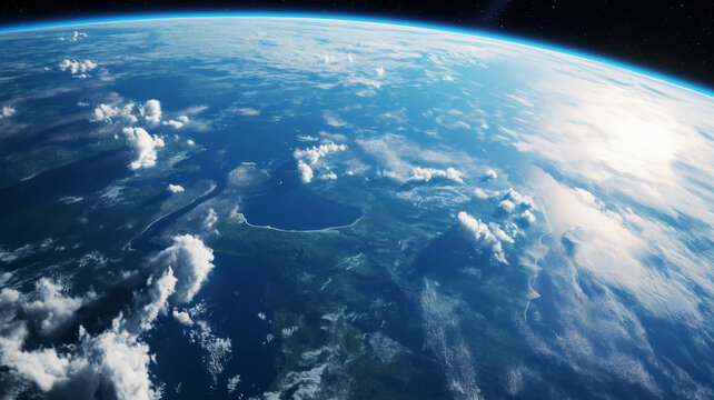  "宇宙から見た美: 地球のランド、ウォーター、クラウドの息を呑む対比"