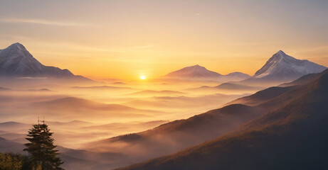 Fototapeta premium sunset in the mountains