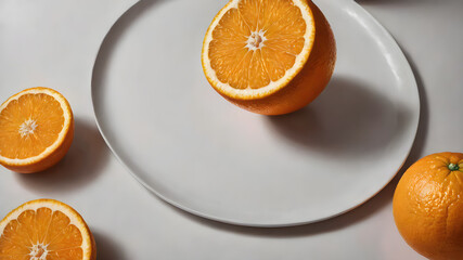 Organic orange texture on a white plate minimal background
