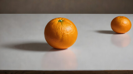 Orange on a white table 