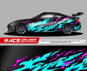 Car wrap decal designs. Abstract racing and sport background for racing livery.