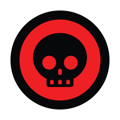danger red circle skull warning sign of caution hazard traffic toxic poison icon symbol vector flat design for badges emblems website mobile isolated on white Background
