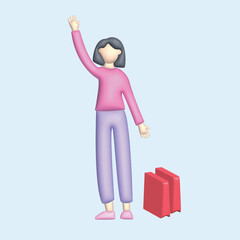 Happy people shopping at mall. Shopping concept. Realistic 3d object cartoon style.