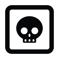 danger square shapes skull warning sign of caution hazard traffic toxic poison icon symbol vector flat badges emblems design for website mobile isolated on white Background