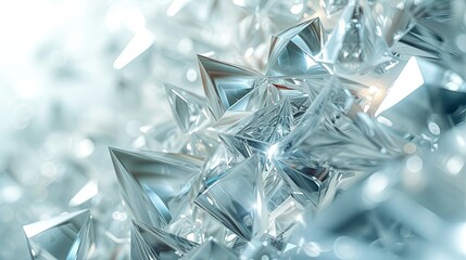 glass triangle fractal, in the style of white background, scattered composition