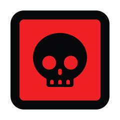 danger red square shapes skull warning sign of caution hazard traffic toxic poison icon symbol vector flat badges emblems design for website mobile isolated on white Background
