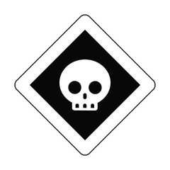 danger black outline shapes skull warning sign of caution hazard traffic toxic poison icon symbol vector flat badges emblems design for website mobile isolated on white Background