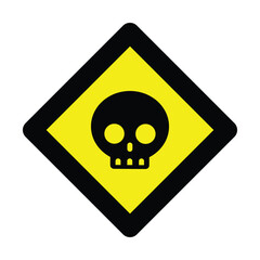 danger yellow shapes skull warning sign of caution hazard traffic toxic poison icon symbol vector flat badges emblems design for website mobile isolated on white Background