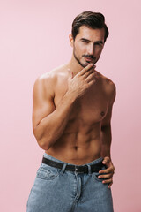 Fototapeta premium Man background naked body torso muscular muscle