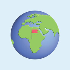 Countries Map of the World concept. Realistic 3d object cartoon style.