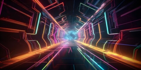 retro neon light abstract space background