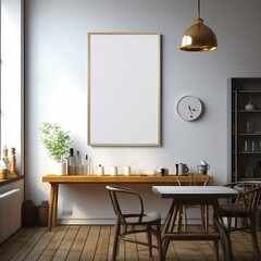 sleek vertical frame mockup in classic minimal kitchen design 
