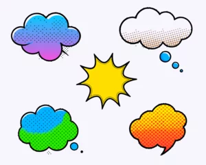 Meubelstickers comic colorful blank speech bubbles collection © Iwan