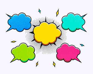 comic colorful blank speech bubbles collection