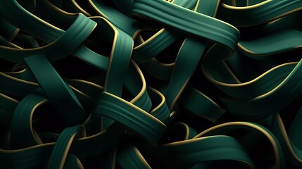 Pasta background, spaghetti abstract geometric pattern. Dark green poster. generative ai