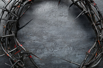 Crown of thorns on grey grunge background