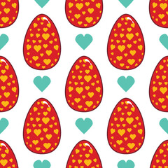 Seamless pattern with vector cartoon Easter eggs. Holiday illustration