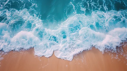 Foto auf Acrylglas the mysterious sight of sea waves hitting the shore © xelilinatiq