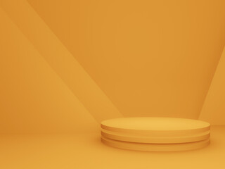 Yellow geometric podium. Product mock up.
