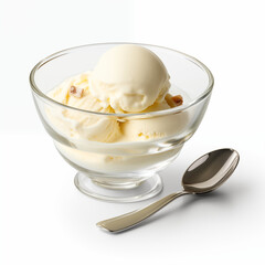 Fototapeta na wymiar Vanilla Ice Cream Scoop in Glass Bowl