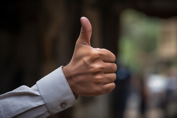 Positive Thumbs Up Gesture Close-up