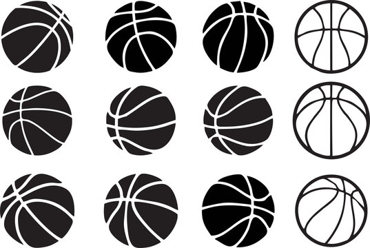 Basketball icons set. Tournament, competition, club or league poster, banner or flyer idea. High HD resolution illustration. Stylish basketball images.