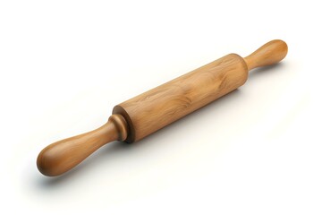 Classic wooden rolling pin isolated on white background. essential baking tool, simple design. perfect for home bakers and chefs. AI