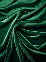 Fototapeta premium 緑色のサテンの布 Generative AI