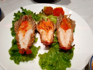 River shrimp are large shrimp with dense flesh.