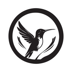 A minimalist, logo featuring a sleek and stylized hummingbird against a white background awesome, professional, vector logo, simple