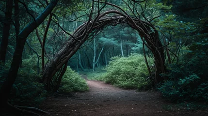 Papier Peint photo Lavable Route en forêt Natural archway formed by the forest's branches 