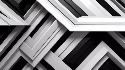 Abstract white and black background, Geometric pattern. generative ai