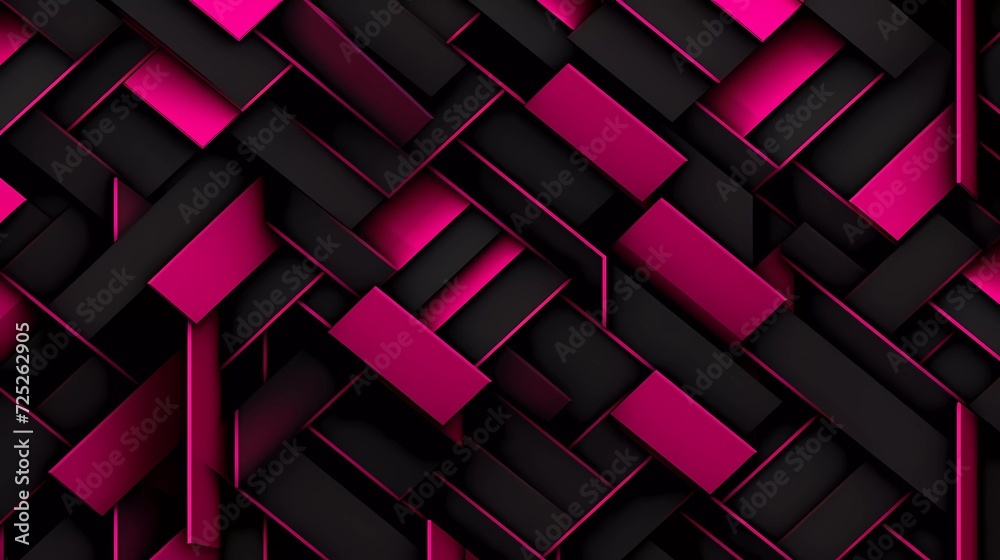 Wall mural black and pink background, geometric pattern. generative ai