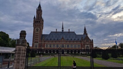 Peace palace in the Hague, Netherlands that houses the International Court of Justice. 