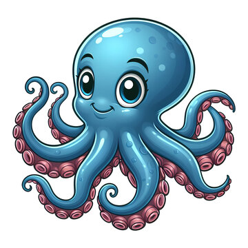 Blue Octopus Cartoon illustration