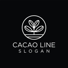 cacao fruit, modern elegant cacao logo brand line art icon template