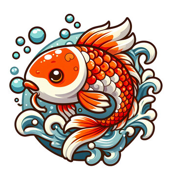 Koi fish in cartoon illustration